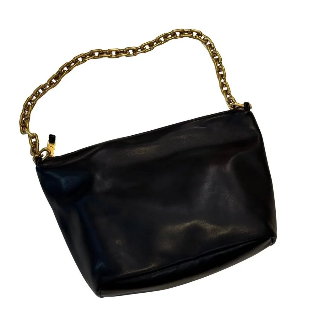 EMPORIO ARMANI Black Medium leather hobo bag Chain NEW $748